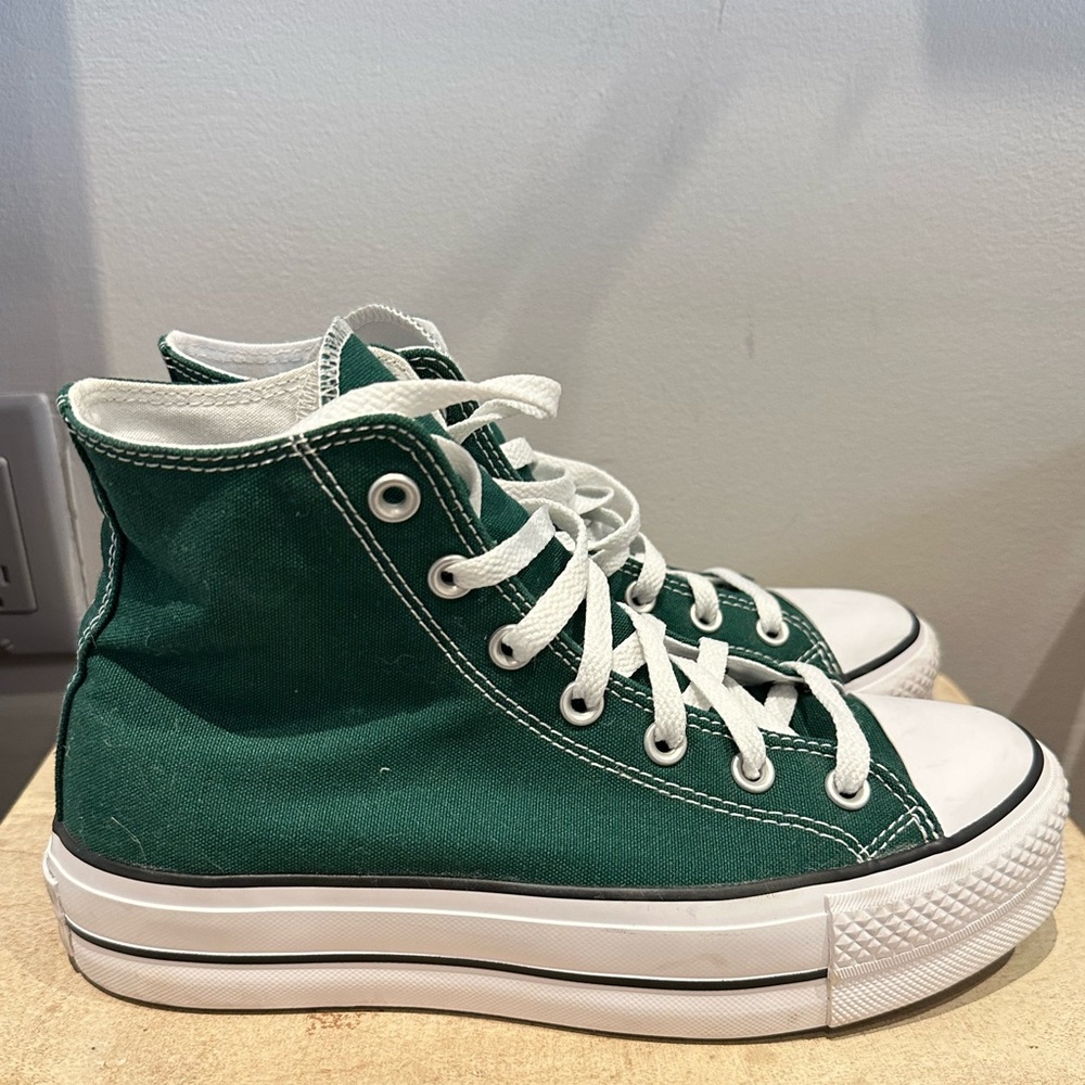 Chuck Taylor Green Platform High Top Converse Sneakers